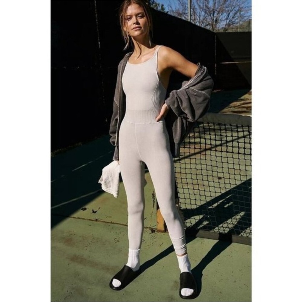 NWOT Free People Good Karma High Neck Onesie in Silver Size S/M (0-6)